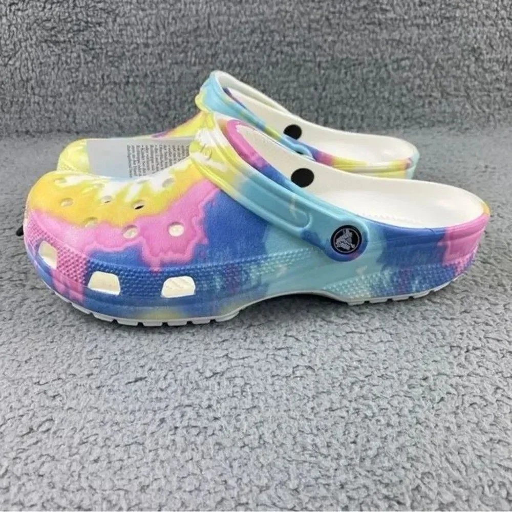 Crocs classic tie-dyed Clogs Graphic Unisex Womens 11 Mens 9‎ White Multi NEW